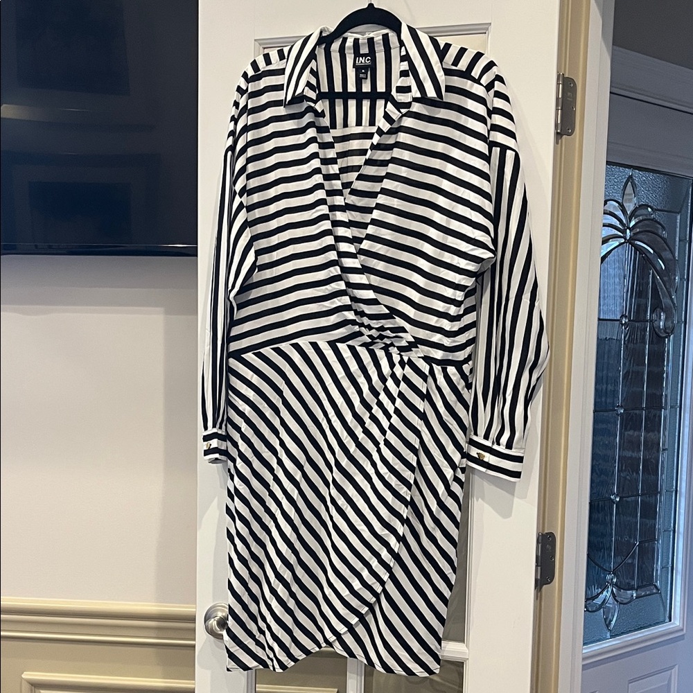 INC Black and White Striped Dress Like Brand New! XL